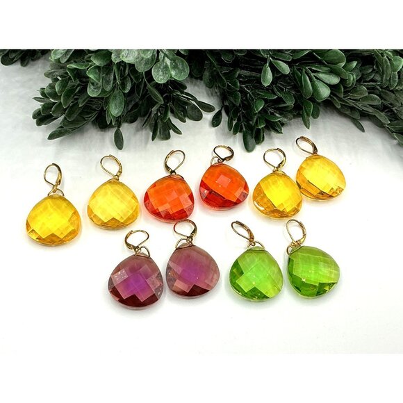 Faceted Teardrop Earrings Set In Assorted Colors With Gold-Plated Hooks - Picture 1 of 13